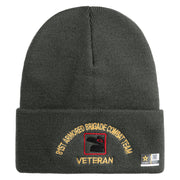 U.S. Army 81st Armored Brigade Combat Team Logo Embroidered 12 Inch Solid Knit Cuff Long Beanie Made in USA - Charcoal OSFM