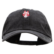 Black Kitsune Embroidered Unstructured Pigment Dyed Cotton Cap - Black OSFM