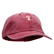 Black Kitsune Embroidered Unstructured Pigment Dyed Cotton Cap - Wine OSFM