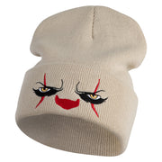 It Scary Clown Eyes Embroidered 12" Long Knitted Beanie - Birch OSFM