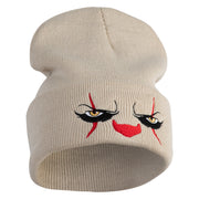 It Scary Clown Eyes Embroidered 12" Long Knitted Beanie - Birch OSFM