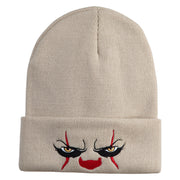 It Scary Clown Eyes Embroidered 12" Long Knitted Beanie - Birch OSFM