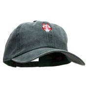 Black Kitsune Embroidered Unstructured Pigment Dyed Cotton Cap - Dk-Green OSFM