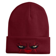 It Scary Clown Eyes Embroidered 12" Long Knitted Beanie - Maroon OSFM