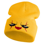 It Scary Clown Eyes Embroidered 12" Long Knitted Beanie - Mustard OSFM