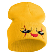 It Scary Clown Eyes Embroidered 12" Long Knitted Beanie - Mustard OSFM