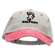 Bigfoot Print Embroidered Pigment Dyed Wash Cap - Beige-Red OSFM