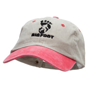 Bigfoot Print Embroidered Pigment Dyed Wash Cap - Beige-Red OSFM