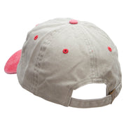 Bigfoot Print Embroidered Pigment Dyed Wash Cap - Beige-Red OSFM