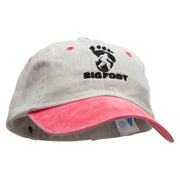 Bigfoot Print Embroidered Pigment Dyed Wash Cap - Beige-Red OSFM