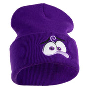 Inside Emotions Fear Embroidered 12" Long Knitted Beanie - Purple OSFM