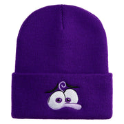 Inside Emotions Fear Embroidered 12" Long Knitted Beanie - Purple OSFM