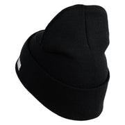 U.S. Army 1st Infantry Division Logo Embroidered 12 Inch Solid Knit Cuff Long Beanie Made in USA - Black OSFM