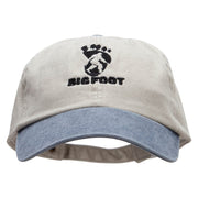 Bigfoot Print Embroidered Pigment Dyed Wash Cap - Beige-Navy OSFM