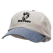 Bigfoot Print Embroidered Pigment Dyed Wash Cap - Beige-Navy OSFM