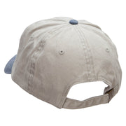 Bigfoot Print Embroidered Pigment Dyed Wash Cap - Beige-Navy OSFM