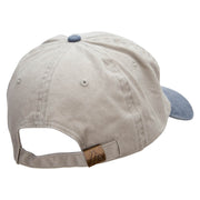 Bigfoot Print Embroidered Pigment Dyed Wash Cap - Beige-Navy OSFM