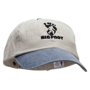 Bigfoot Print Embroidered Pigment Dyed Wash Cap - Beige-Navy OSFM