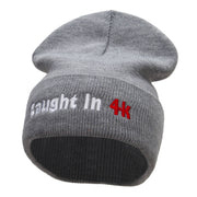 Caught in 4k Embroidered 12 Inch Long Knitted Beanie