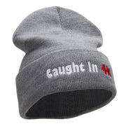 Caught in 4k Embroidered 12 Inch Long Knitted Beanie