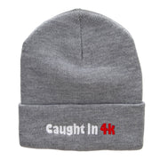 Caught in 4k Embroidered 12 Inch Long Knitted Beanie