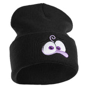 Inside Emotions Fear Embroidered 12" Long Knitted Beanie - Black OSFM