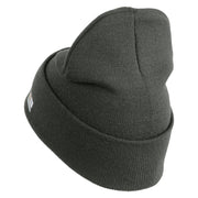U.S. Army 1st Infantry Division Logo Embroidered 12 Inch Solid Knit Cuff Long Beanie Made in USA - Charcoal OSFM
