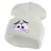 Inside Emotions Fear Embroidered 12" Long Knitted Beanie - White OSFM