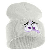 Inside Emotions Fear Embroidered 12" Long Knitted Beanie - White OSFM