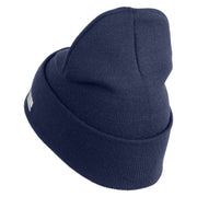 U.S. Army 1st Infantry Division Logo Embroidered 12 Inch Solid Knit Cuff Long Beanie Made in USA - Navy OSFM