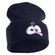 Inside Emotions Fear Embroidered 12" Long Knitted Beanie - Navy OSFM