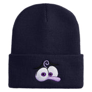 Inside Emotions Fear Embroidered 12" Long Knitted Beanie - Navy OSFM