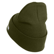 U.S. Army 1st Infantry Division Logo Embroidered 12 Inch Solid Knit Cuff Long Beanie Made in USA - Olive OSFM