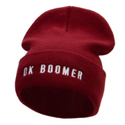 OK BOOMER Embroidered 12 Inch Long Knitted Beanie