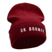 OK BOOMER Embroidered 12 Inch Long Knitted Beanie