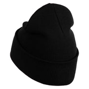 Skeleton Rock Logo Embroidered 12" Long Knitted Beanie - Black OSFM