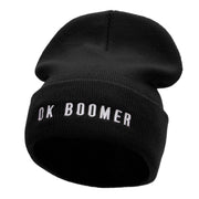 OK BOOMER Embroidered 12 Inch Long Knitted Beanie