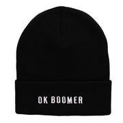 OK BOOMER Embroidered 12 Inch Long Knitted Beanie