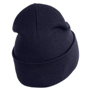 Skeleton Rock Logo Embroidered 12" Long Knitted Beanie - Navy OSFM