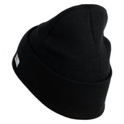 U.S. Army 2nd Infantry Division Logo Embroidered 12 Inch Solid Knit Cuff Long Beanie Made in USA - Black OSFM