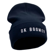 OK BOOMER Embroidered 12 Inch Long Knitted Beanie