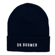 OK BOOMER Embroidered 12 Inch Long Knitted Beanie