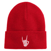 Skeleton Rock Logo Embroidered 12" Long Knitted Beanie - Red OSFM