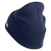 U.S. Army 2nd Infantry Division Logo Embroidered 12 Inch Solid Knit Cuff Long Beanie Made in USA - Navy OSFM