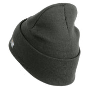 U.S. Army 2nd Infantry Division Logo Embroidered 12 Inch Solid Knit Cuff Long Beanie Made in USA - Charcoal OSFM