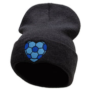 Soccer Heart Embroidered 12 Inch Long Knitted Beanie