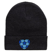 Soccer Heart Embroidered 12 Inch Long Knitted Beanie