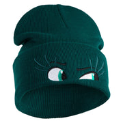 Inside Emotions Disgust Embroidered 12" Long Knitted Beanie - Dark Green OSFM
