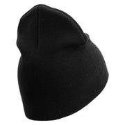 U.S. Army 4th Infantry Division Symbol Embroidered 8 Inch Solid Knit Short Beanie Made in USA - Black OSFM