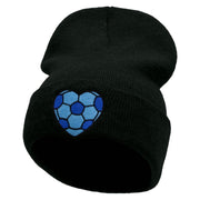 Soccer Heart Embroidered 12 Inch Long Knitted Beanie